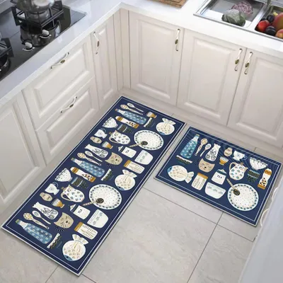 Immagine prodotto di Omgoods - Set di 2 tappetini antiscivolo per cucina - Tappetini lavabili, dimensioni 43x150 cm