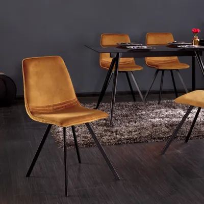 Produktbild von Invicta Interior, Esszimmerstuhl Samt senfgelb, Designklassiker AMSTERDAM CHAIR, ca. 100 kg, 47 cm