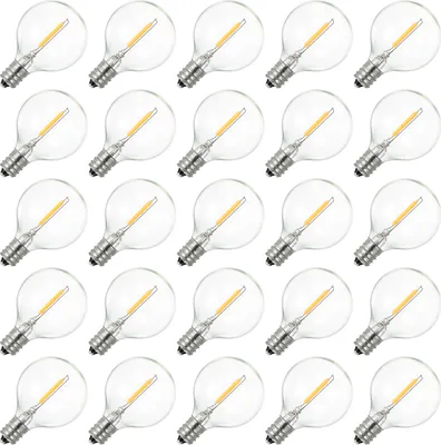 Obrázek produktu pro AC230V Globe LED G40 žárovka 25-pack, patice E12, vodotěsná, IP44, teplá bílá pro pohádková světla, domácí, párty a svatební dekorace