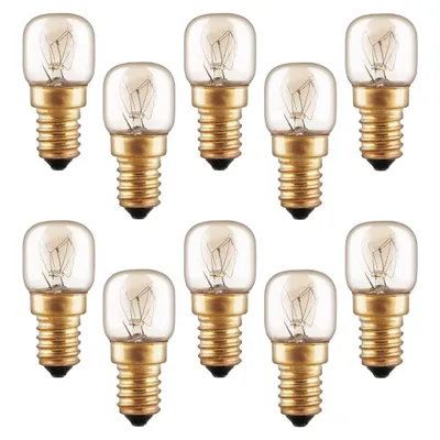Produktbild von 10 x Backofenlampe Glühbirne 15W E14 klar Glühlampe 15 Watt T22 Röhre 300° Doppelwendel