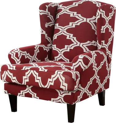Produktbild von Elasthan Club Stuhl Schonbezug, rutschfeste Sofa Schonbezug Stretch Badewanne Stuhlbezüge Elastic Bottom Wohnzimmer Hotel Cafe Sesselbezüge - Rot / Raute