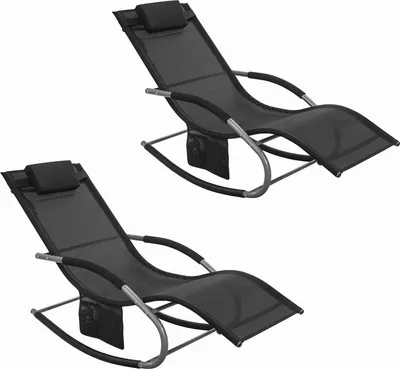 Produktbild von SoBuy® 2-er Set Swingliege Schaukelliege Gartenliege Schwarz  2 x OGS28-SCH