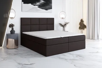 Produktbild von Boxspringbett VAR 160 x 200 mit 2 Bettkästen, Bonell-Matratze und Topper. Farbe: Schwarz