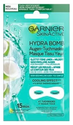 Zdjęcie produktu dla Garnier, Hydra Bomb, Maska w płacie pod oczy, kokos, 1 sztuka (PRODUKT Z NIEMIEC)