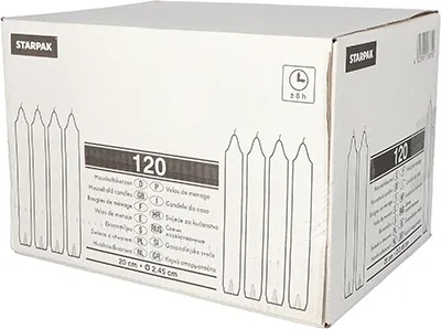 Produktbild von 5760 Haushaltskerzen mit Dornloch Ø 2,45 cm · 20 cm weiss