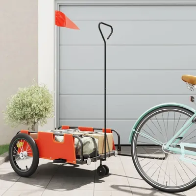 Obrázok produktu pre Maison Exclusive – prívesný vozík na bicykel, oranžová farba, materiál: Oxford tkanina a kov