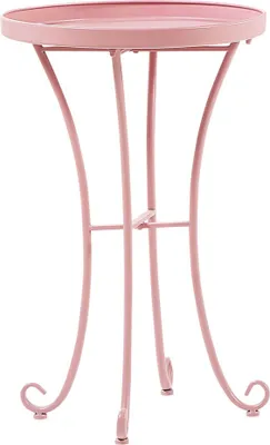 Produktbild von BELIANI Balkontisch Rosa Eisen Rund ⌀ 40 cm Französisch Romantisch Verschnörkelt Vintage Stil Garten Outdoor Terrasse Ausstattung Möbel