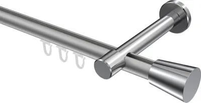 Produktbild von Interdeco Innenlaufstange / Gardinenstange mit Innenlauf Silbergrau / Chrom, Typ Prestige Sitra (Konus), 20 mm Ø 1-läufig, 400 cm