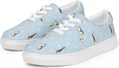 Produktbild von Mr. & Mrs. Panda Turnschuhe Damen Pinguin marschieren Größe 43 - Blau - Geschenk, Damenschuhe, Schwester, Familie, Stolz, Stoffschuhe, Pinguine, Sportschuhe, Stoffschuh