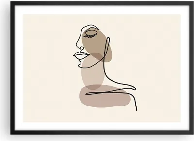Produktbild von Gerahmtes Poster - Schwarzer Rahmen - Zeichnung einzeilig Frau - 70x50 cm - Wand Bild - Wanddeko - Wandbilder - Kunstposter - Wandposter - Bilderrahmen - Bilder - Kunstdruck - P2BAA70x50-4612