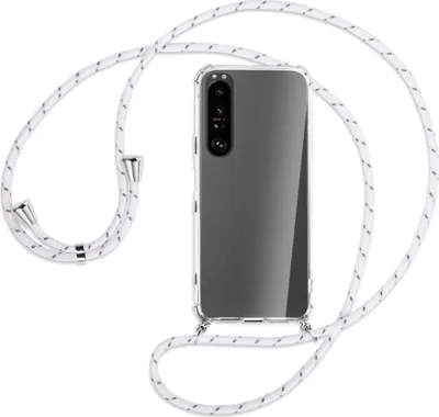 Produktbild von Handykette Backcover-Schutzhülle mit Band (Metall silberfarben) für Sony Xperia 1 II - weiß/grau
