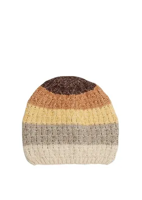 Produktbild von s.Oliver Damen Strickmütze Mütze mit Blockstreifen Beanie 2106975, Farbe:Mokka