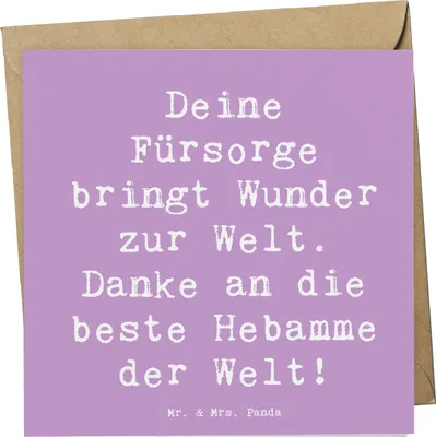Produktbild von Mr. & Mrs. Panda Glückwunschkarte Spruch Beste Hebamme - Lavendeltraum - Geschenk, Unterstützung, Fürsorge, Geschenke, Grußkarte, faltkarte, Hebammenliebe, Hebammenhelden
