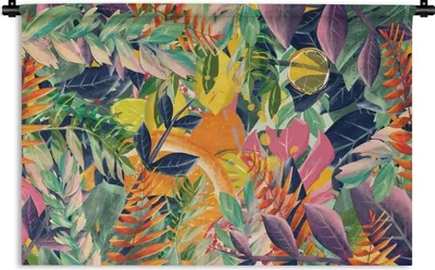 Produktbild von MuchoWow® Wandteppich Wandbehang Blumen - Dschungel - Tropisch 90x60 cm Tapisserie Dekoration Wandtuch - Wandskulpturen - Bildteppich