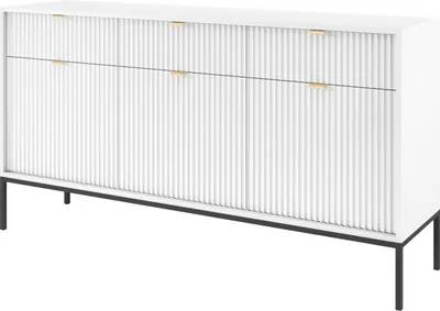 Produktbild von Kommode Sideboard Beistellkommode NOVA 02 weiß mit 3 Türen und 3 Schubladen 154 x 83 x 39 cm