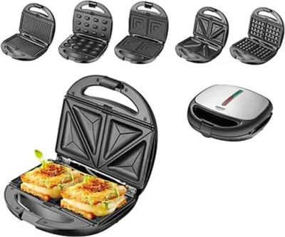 Produktbild von Camry 5in1 Sandwichmaker | Anti-Haftbeschichtung | Cool-Touch-Griffe | Hitzebeständiges Gehäuse | 1200 Watt