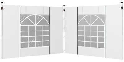 Produktbild von Outsunny 2 Seitenteile Seitenwände für 3x3/3x6m Pavillon mit Fenster, Tür, Weiß