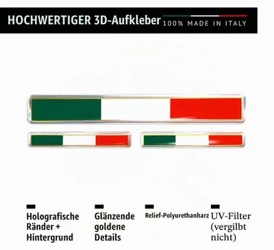 Immagine prodotto di 4R Quattroerre.it 32108 Adesivo 3D, bandiera italiana, alta qualità, confezione da 3 pezzi, verde