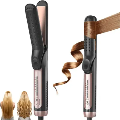 Produktbild von Haar-Lockenstab – Glätteisen – Haartrockner – 2-in-1-Funktion – 33 cm – Matt Schwarz