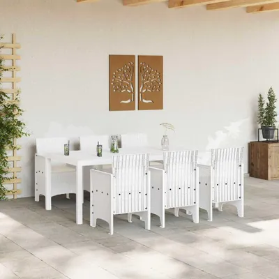 Immagine prodotto di Set da pranzo da giardino vidaXL, 7 pezzi, polipropilene bianco