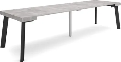 Produktbild von Ausziehbarertisch, 302x90x73cm, Für 14 Gäste, Hölzerne Beine, Zementgrau