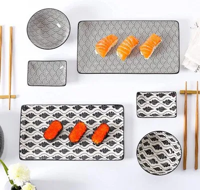 Produktbild von Famanu Sushi Serviesset – 8-teilig mit Tellern und Schalen