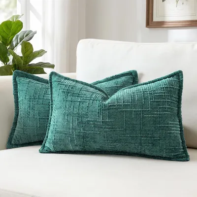 Immagine prodotto di Set di 2 federe decorative in chenille, colore verde