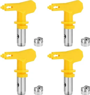 Produktbild von 4 Stück Airless-Sprühspitzen, Topretty umkehrbare Farbspritzpistole aus Wolframstahl, Hochdruck-Spritzpistolenspitze für die Wand (Typ 215 311 317 517)