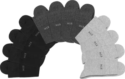 Produktbild von H.I.S. Socken 12 -teilig 4x schwarz, 4x anthrazit-meliert, 4x grau-meliert Größe 39/42