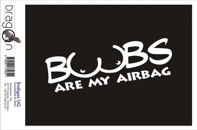 Produktbild von Aufkleber / Autoaufkleber - JDM / Die cut / Auto / OEM - Boobs are my Airbagy - 210X60 mm schwarz - Heckscheibe / Heckscheibenaufkleber