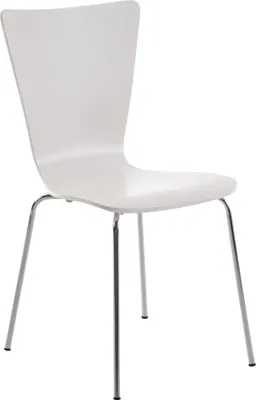 Produktbild von CLP Besucherstuhl Aaron mit ergonomisch geformten Holzsitz und Metallgestell weiß