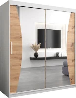 Produktbild von Kleiderschrank, Schiebetürenschrank Schlafzimmer, Schrank mit Spiegel MONACO 180 cm