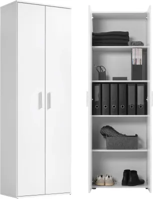 Produktbild von mokebo® Mehrzweckschrank 60cm Breite 'Der Lange', Aktenschrank, Büroschrank oder Schuhschrank in 60x180x34 cm (B/H/T), auch als Vorratsschrank oder Schrank aus Holz in Weiß