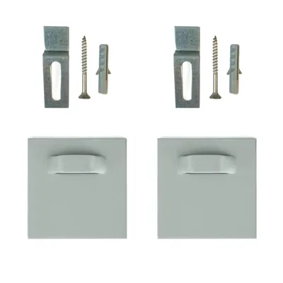Produktbild von Selbstklebendes Befestigungsset Bilderhalter Haftbleche - 2x Halter 45x45mm + 2x Z-Haken