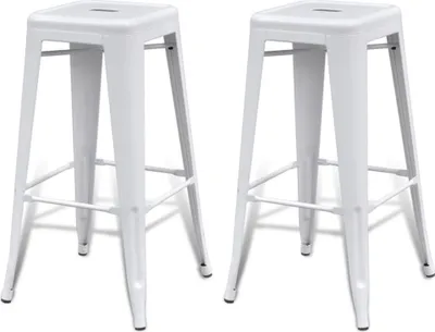 Produktbild von vidaXL Barhocker 2 Stk. Weiß Stahl