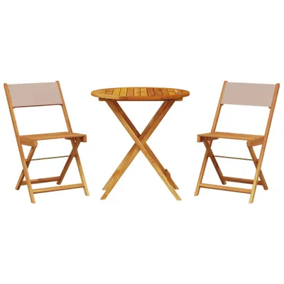 Produktbild von 3-tlg. Bistro-Set Taupe Stoff und Massivholz