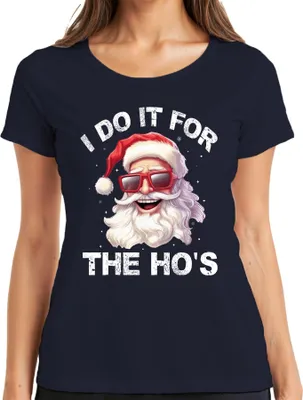 Produktbild von I Do It For The Ho's Santa Weihnachtsmann Lustig Geschenk Damen T-Shirt, Navy, L