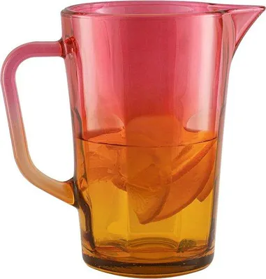 Produktbild von Bunte Glas-Wasserkanne, 1 Liter, 19 cm, Orange-Rosa