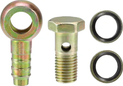Image de 1 jeu M12x1.5 Banjo Verrouille Tuyau Barbillon Raccord avec Cuivre Rondelles Fer