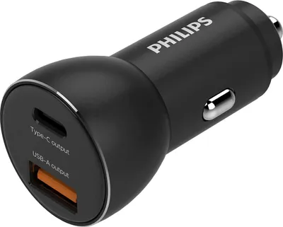 Image de Philips - Chargeur allume-cigare DLP2521/00 - Sortie USB-A et USB-C - Chargeur d'iPhone - Charge rapide 36 W - Noir