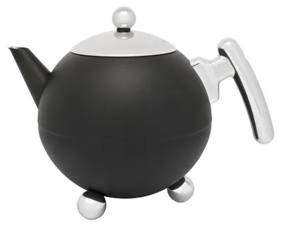 Doppelwandige Teekanne Bella Ronde, Schwarz, 1,2 l