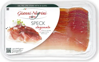 Produktbild von Geräucherter Rohschinken Speck stagionato in Scheiben 80g - Gianni Negrini