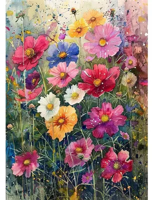 Image de Kit de peinture diamant 5D, motifs fleurs et plantes, 30x40 cm, multicolore