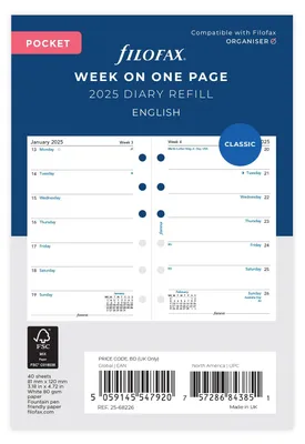 Produktbild von Filofax Pocket english WEEK ON 1 PAGE DIARY 2025