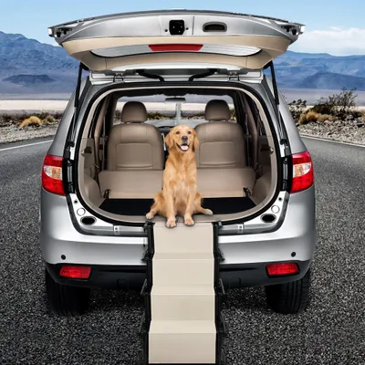 Produktbild von Hundetreppe klappbar Auto Hunde Treppen Haustiertreppe Hunderampe Beige