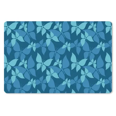 Produktbild von MuchoWow® Schreibtischunterlage Schmetterlinge - Muster - Blau 60x40 cm - XXL Mauspad - Großes Mauspad