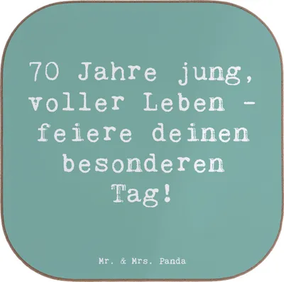 Produktbild von Mr. & Mrs. Panda Untersetzer für Gläser Spruch 70. Geburtstag Feier - Meeresbrise - Geschenk, Tischuntersetzer, Geburtstagsfeier, Erinnerungen, Happy Birthday, Glas