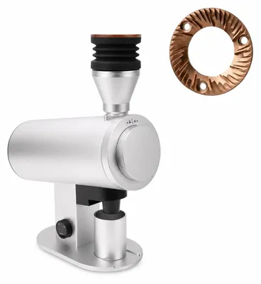 Produktbild von ROASTLY DF83V (Red Ti Burr) Kaffeemühle Gen 3 III V3, Berühmtes White Label, Elektrische Einzeldosis-Kaffeemühle, Nahezu Retentionsfrei (Silber)