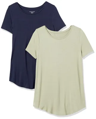 Produktbild von A. Essentials Damen Tunika mit U-Ausschnitt und Kurzen Ärmeln, 2er-Pack, Marineb