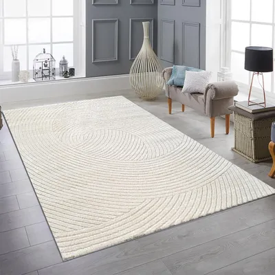 Produktbild von Teppich mit Hoch-Tief-Effekt Modern & Pflegeleicht im Wellenmuster in creme Größe - 160 x 230 cm